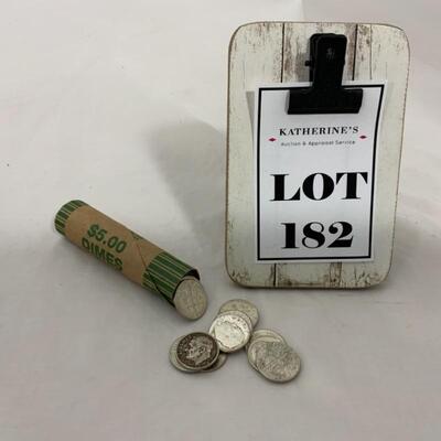 .182. COINS | Roosevelt Dime Roll | 90% Silver | 1960s Mixed