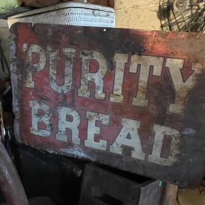 Antique metal Purity Bread sign