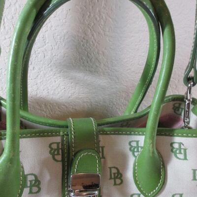 Vintage Dooney &Burke Leather and Cloth Cross Body Bag Olive Green