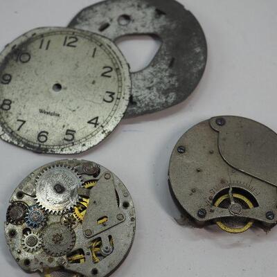 Lot 90 WW2 Trench Art , Rose Gold pendant watch, Clock crystals, parts