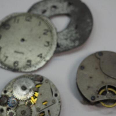Lot 90 WW2 Trench Art , Rose Gold pendant watch, Clock crystals, parts
