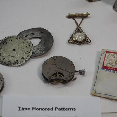Lot 90 WW2 Trench Art , Rose Gold pendant watch, Clock crystals, parts