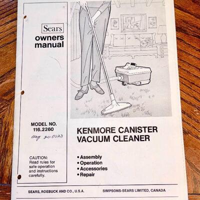 LOT 287  VINTAGE KENMORE CANISTER VACUUM & ATTACHMENTS