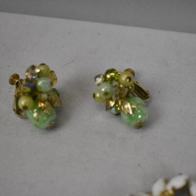3 Sets of Costume Earrings - Clip-Ons, with Rhinestones and Embelishments