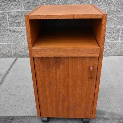 Wooden Cabinet on Wheels w/ Open Extendable Top Drawer