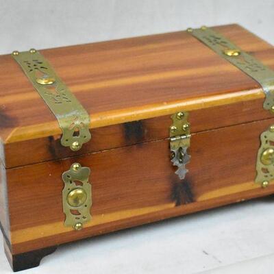 Wooden Chest with Metal Handles and Latch: Peterson Brothers, Chicago, Illinois