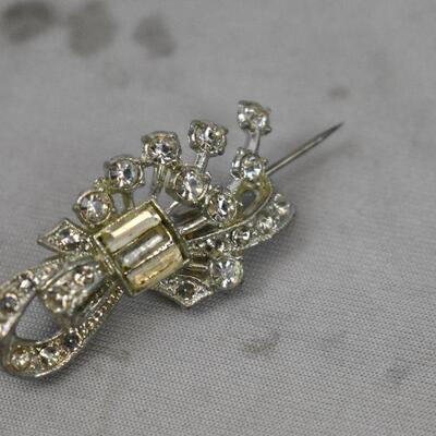 3pc Costume Jewelry: Pins with Rhinestones