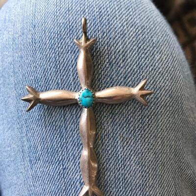 Navajo Sterling and Turquoise Cross 