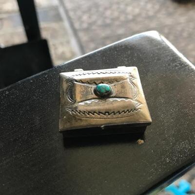 Silver and Turquoise Hinged Navajo Box