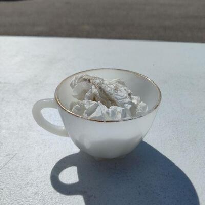 Vintage White glass tea cup