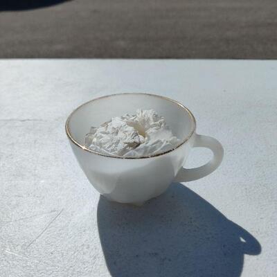 Vintage White glass tea cup