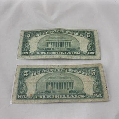 .192. CURRENCY | 2 Five Dollar Silver Certificates | 1953/53A
