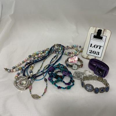 .203. Colorful Costume Jewelry Lot | Three Watches