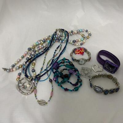 .203. Colorful Costume Jewelry Lot | Three Watches