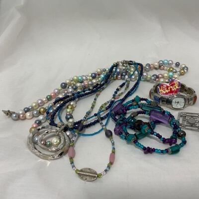 .203. Colorful Costume Jewelry Lot | Three Watches