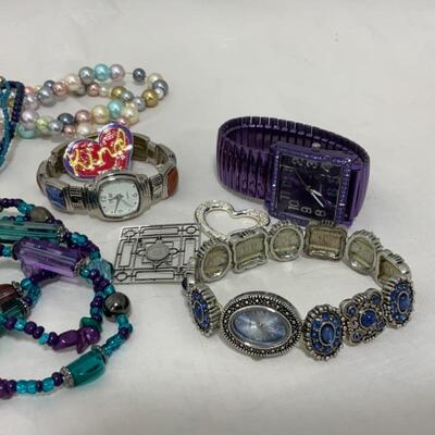 .203. Colorful Costume Jewelry Lot | Three Watches