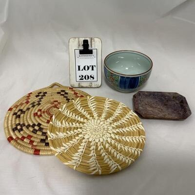 .208. Two Dance Fans | Native Alaskan Made | Soapstone Dish 