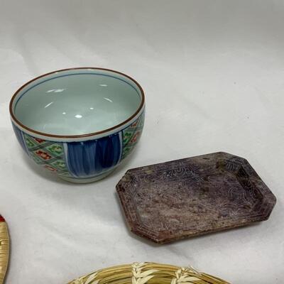 .208. Two Dance Fans | Native Alaskan Made | Soapstone Dish 