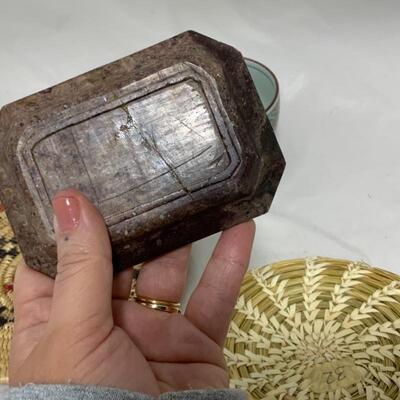 .208. Two Dance Fans | Native Alaskan Made | Soapstone Dish 