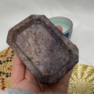 .208. Two Dance Fans | Native Alaskan Made | Soapstone Dish 