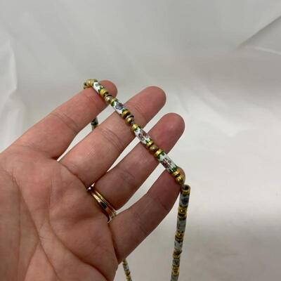 .211. VINTAGE | CloisonnÃ© Tube Bead Necklace | Floral | Hand Knotted