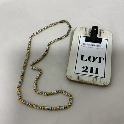 .211. VINTAGE | CloisonnÃ© Tube Bead Necklace | Floral | Hand Knotted