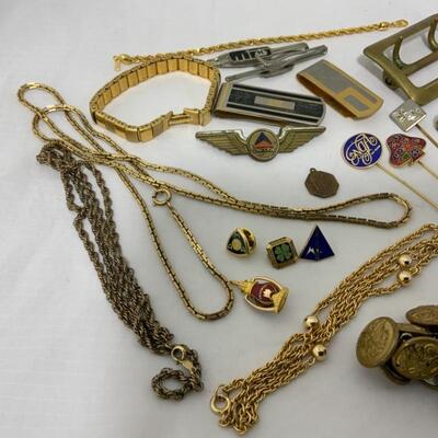 .212. Gold Tone Costume Jewelry | Money Clips | Pins | Cufflinks 
