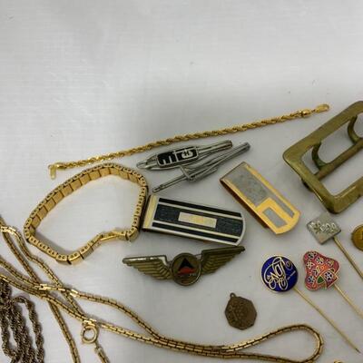 .212. Gold Tone Costume Jewelry | Money Clips | Pins | Cufflinks 