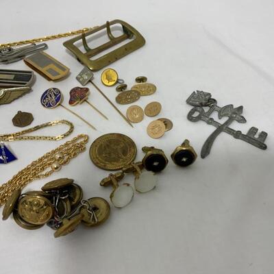 .212. Gold Tone Costume Jewelry | Money Clips | Pins | Cufflinks 