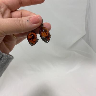 .213. Sterling Silver and Amber | Pendant | Drop Earrings