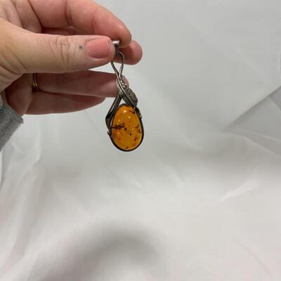 .213. Sterling Silver and Amber | Pendant | Drop Earrings