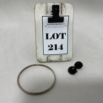 .214. STERLING Silver Bracelet | Sterling Marked Screw-Back Earrings