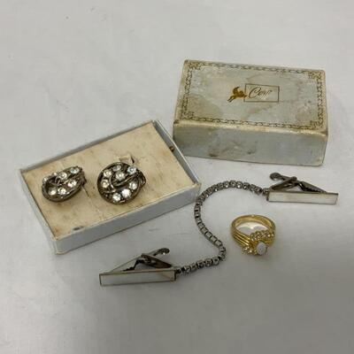 .217. VINTAGE | Coro Earrings in box | Sweater Clasp | Opal Ring