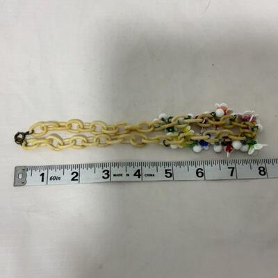 .219. VINTAGE | Celluloid Chain Necklace | Czech Glass Flowers