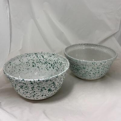 .222. Two Monmouth Western Stoneware Bowls | Green Speckle