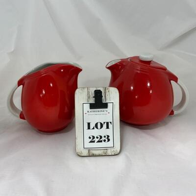 .223. VINTAGE | Hall Kitchenware | Red | Tea Pot | Creamer