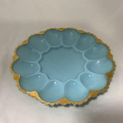 .225. VINTAGE | Fire King Delphite | 10â€ Egg Plate