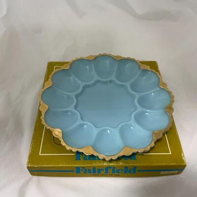 .225. VINTAGE | Fire King Delphite | 10â€ Egg Plate