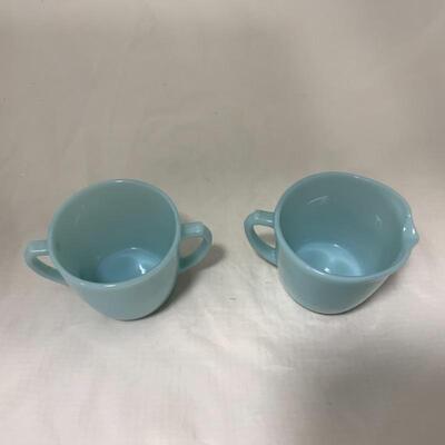 .226. VINTAGE | Fire King Delphite | Creamer & Sugar Set