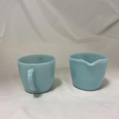 .226. VINTAGE | Fire King Delphite | Creamer & Sugar Set