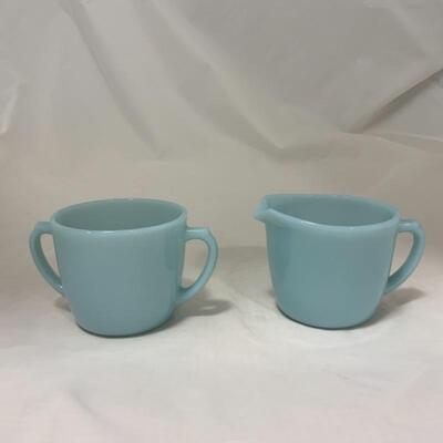 .226. VINTAGE | Fire King Delphite | Creamer & Sugar Set