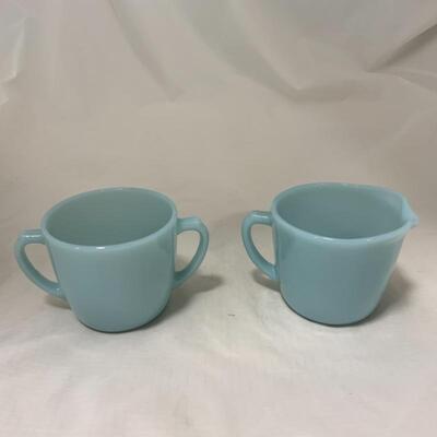.226. VINTAGE | Fire King Delphite | Creamer & Sugar Set
