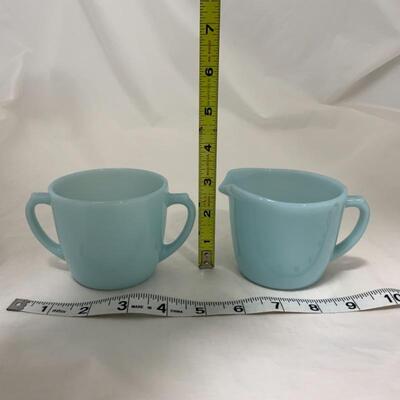 .226. VINTAGE | Fire King Delphite | Creamer & Sugar Set
