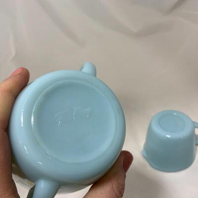 .226. VINTAGE | Fire King Delphite | Creamer & Sugar Set