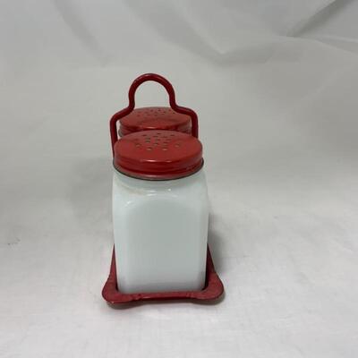 .234. VINTAGE | Salt and Pepper Girls | Red Caddy