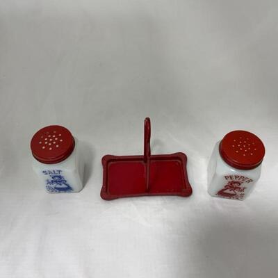 .234. VINTAGE | Salt and Pepper Girls | Red Caddy