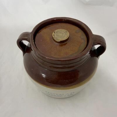 .235. VINTAGE | Hotmar for Hardware | Advertising Stoneware | Bean Pot | Princeton Wis