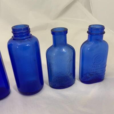 .238. VINTAGE | Five Cobalt Blue Bottles | Milk of Magnesia