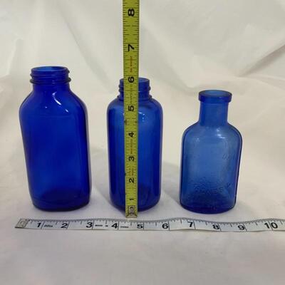.238. VINTAGE | Five Cobalt Blue Bottles | Milk of Magnesia