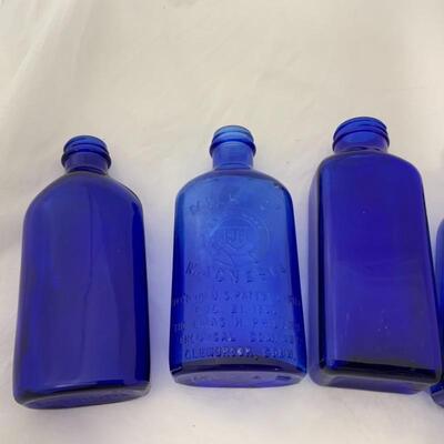 .239. VINTAGE | Five Cobalt Blue Bottles | Milk of Magnesia